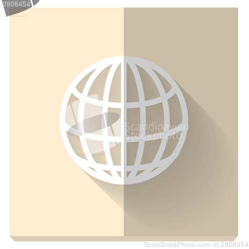 Image of paper flat icon with a shadow, symbol of globe