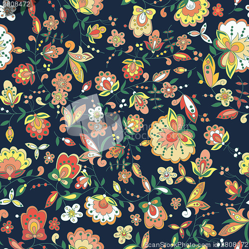 Image of floral pattern with colorful  blooming flowers