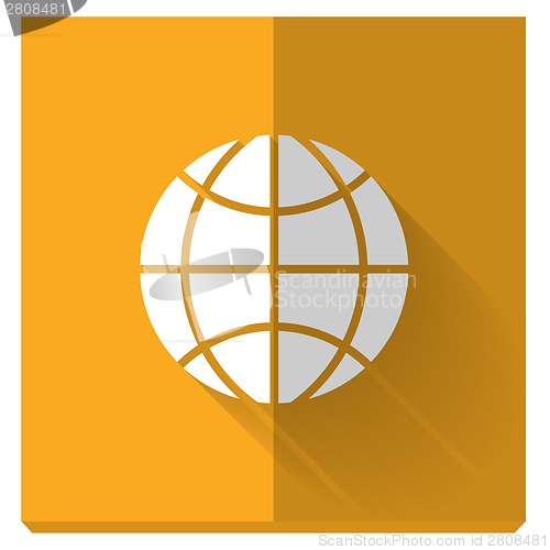 Image of paper flat icon with a shadow, symbol of globe