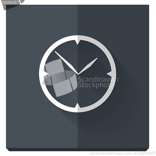 Image of paper flat icon with a shadow, clock