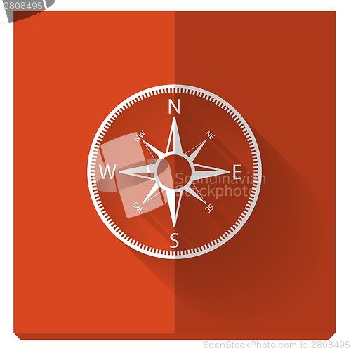 Image of paper flat icon with a shadow, compass