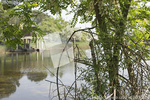 Image of Fishing huts on the lagoon