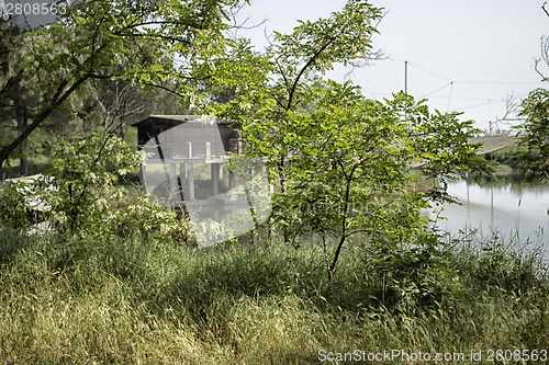 Image of Fishing huts on the lagoon