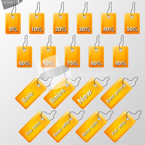 Image of Illustration of orange labels with offers