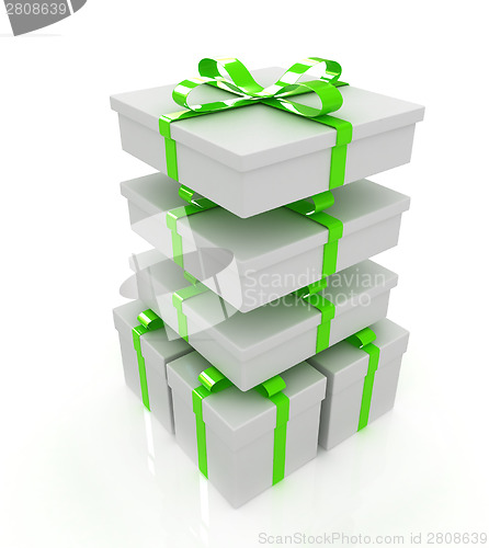 Image of Gifts with ribbon on a white background