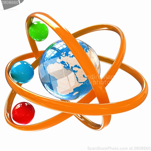 Image of 3d atom. Global concept