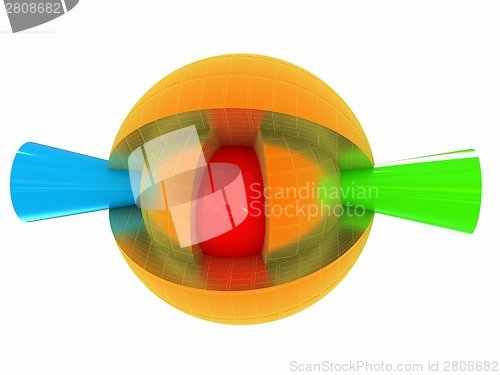 Image of 3d atom. Abstract model