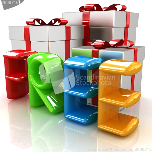 Image of 3d colorfull text " FREE" and gifts