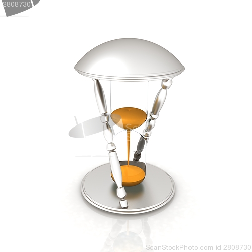 Image of Transparent hourglass. Sand clock icon 3d illustration. 