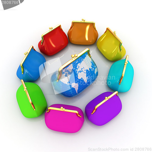 Image of Purse Earth and purses. On-line concept