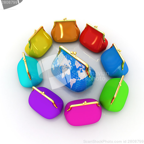 Image of Purse Earth and purses. On-line concept