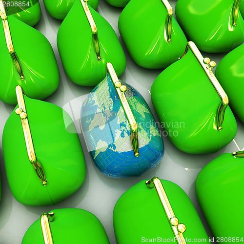 Image of Purse Earth and purses. On-line concept