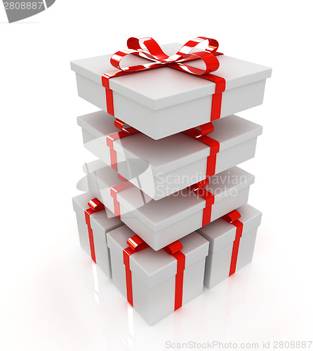 Image of Gifts with ribbon on a white background