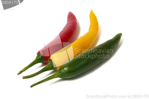 Image of Red green and yellow pepper