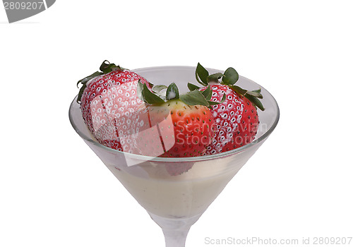 Image of Strawberries and cream in a glass