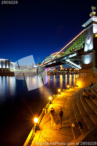 Image of moscow city night landscape with a bridge