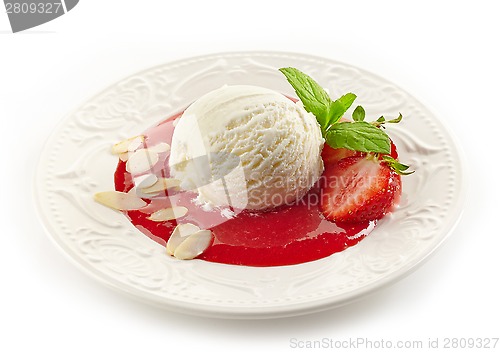Image of Strawberry dessert with ice cream