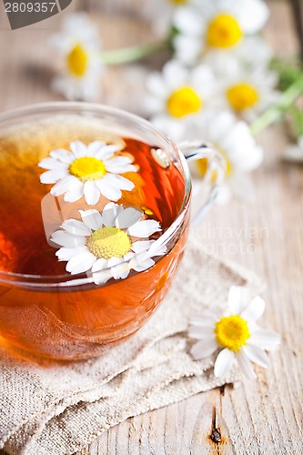 Image of cup of tea with chamomile flowers