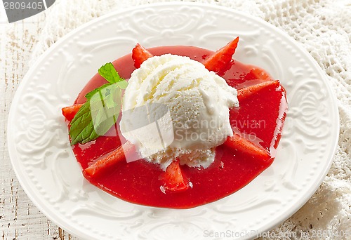 Image of Strawberry soup with Ice cream