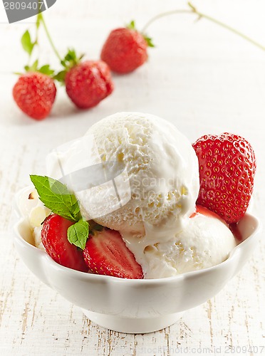 Image of Ice cream with strawberries