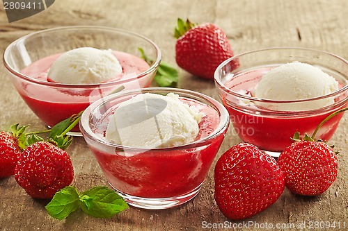 Image of Strawberry dessert with Ice cream