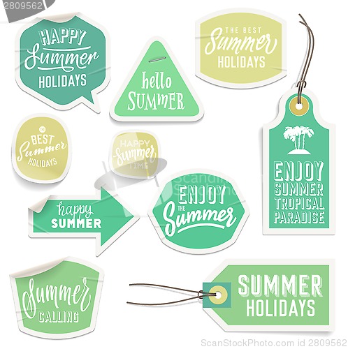 Image of Summer holiday vacation stickers and labels