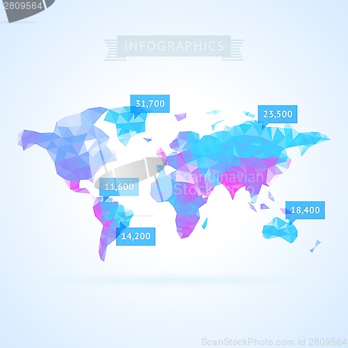 Image of World map with infographics elements