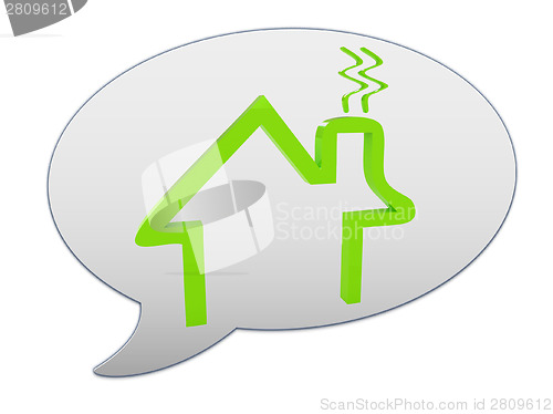 Image of messenger window icon and Save energy house concept 