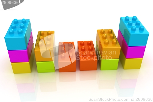 Image of Building blocks efficiency concept on white 