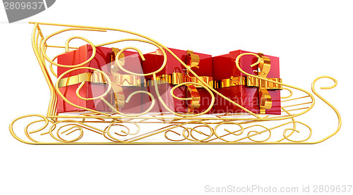 Image of Christmas Santa sledge with gifts