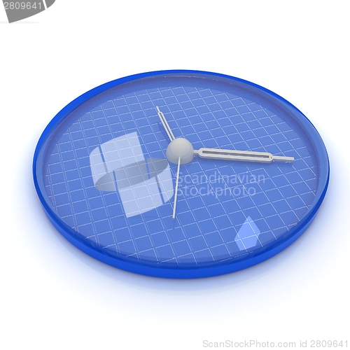 Image of 3d illustration of glossy alarm clock against white background 