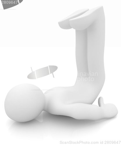 Image of 3d man isolated on white. Series: morning exercises - flexibilit