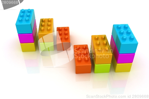 Image of Building blocks efficiency concept on white 
