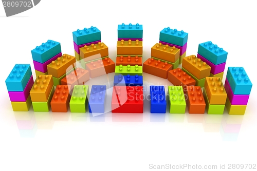 Image of Building blocks efficiency concept on white 