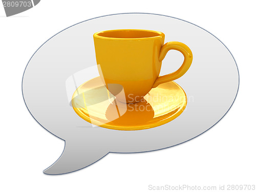 Image of messenger window icon. Coffee cup on saucer