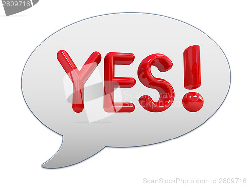 Image of messenger window icon. Red text " Yes!"