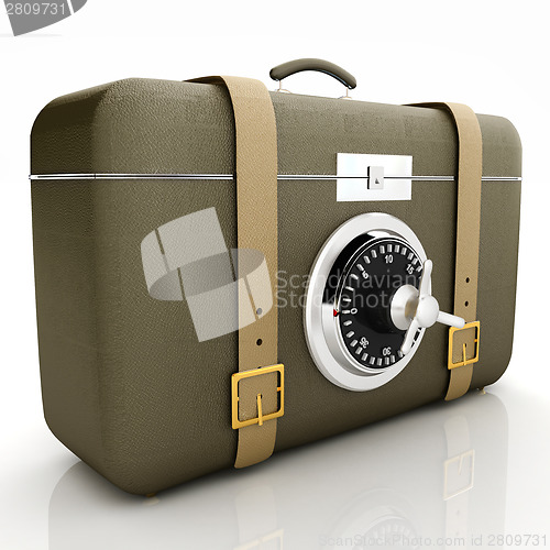 Image of Leather suitcase-safe.