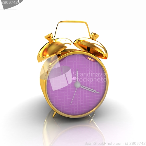 Image of 3d illustration of glossy alarm clock against white background 