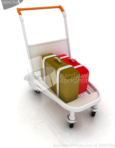 Image of Trolley for luggage at the airport and luggage