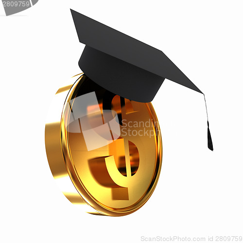 Image of Graduation hat on gold dollar coin