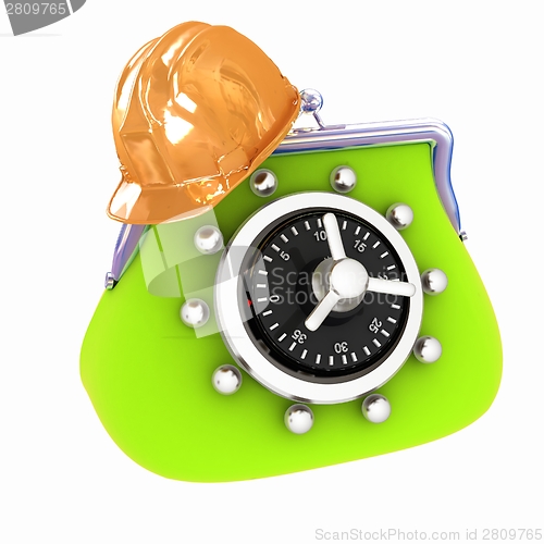 Image of hard hat on purse safe