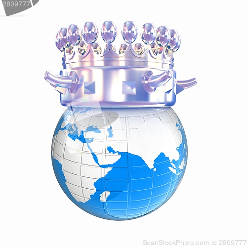 Image of Fantastic crown on earth isolated on white background 