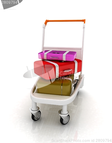 Image of Trolley for luggage at the airport and luggage