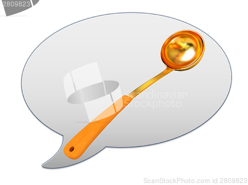 Image of messenger window icon and gold soup ladle