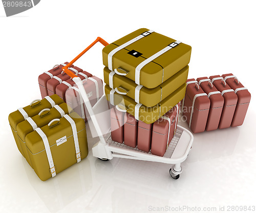 Image of Trolley for luggage at the airport and luggage