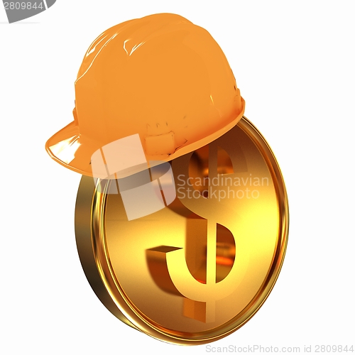 Image of Hard hat on gold dollar coin