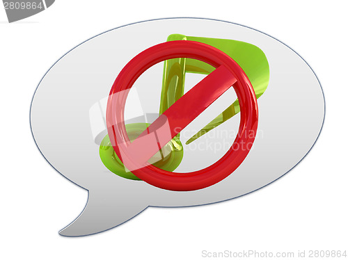 Image of messenger window icon. Prohibition of noise and music 