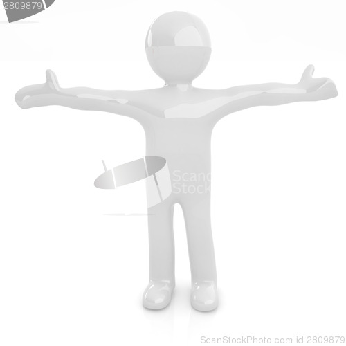 Image of 3D man happy man with wide open hands 