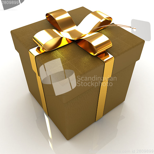 Image of Leather gift-box with gold ribbon