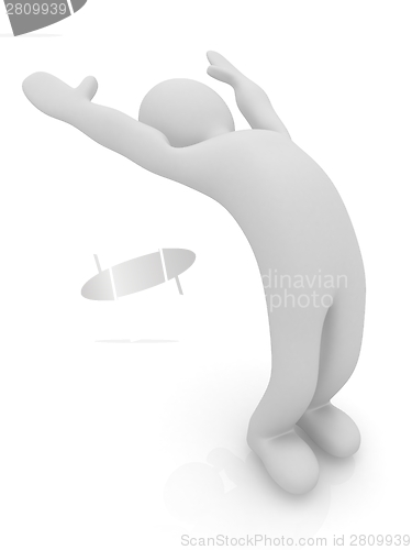 Image of 3d man isolated on white. Series: morning exercises - flexibilit